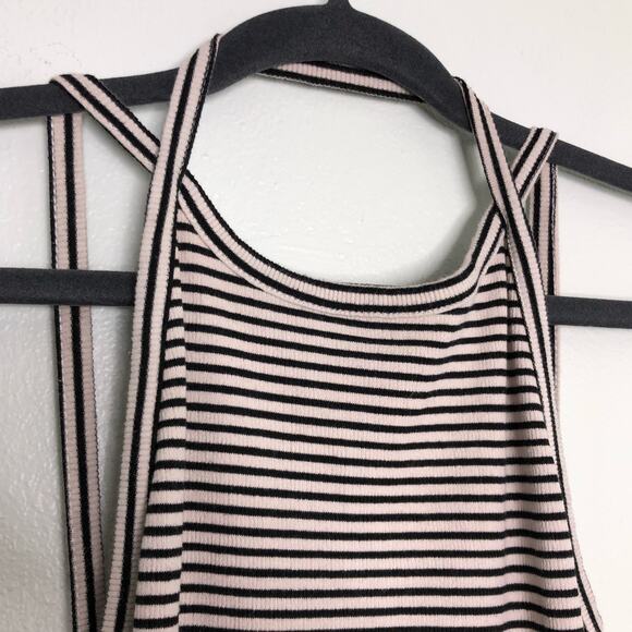 Silence + Noise Ivory Black Striped Stretch Harness Backless Night Out Dress M - Picture 7 of 16